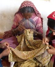 Tribal women of Kutch embroidering garments. Photo by author.